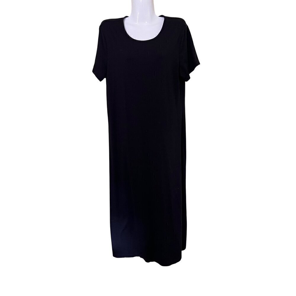 Lands End‎ Black Short Sleeve Maxi Dress M 10/12 Regular Capsule